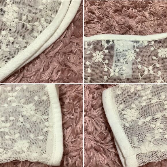 American Rag Cream Fairycore Sheer Floral Lace Blouse Size Small - Picture 12 of 12